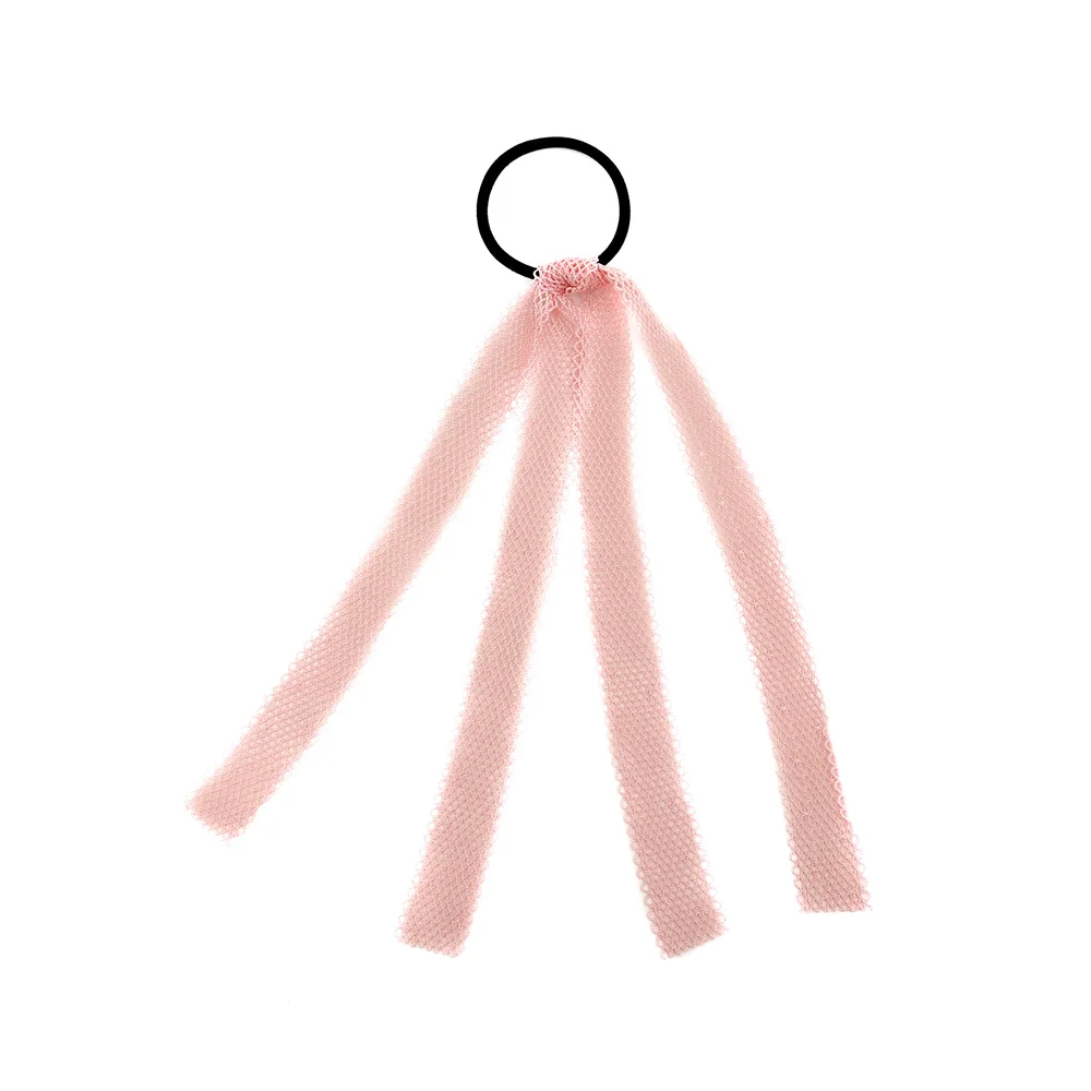 élastique-cheveux-maillage-rose